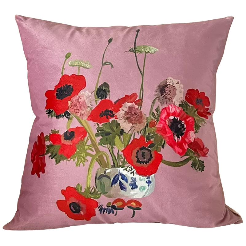 Декоративная подушка Red Poppy Flowers Pillow Розовый Красный Мульти Декоративная подушка Red Poppy Flowers Pillow Розовый Красный Мульти в Тюмени | Loft Concept