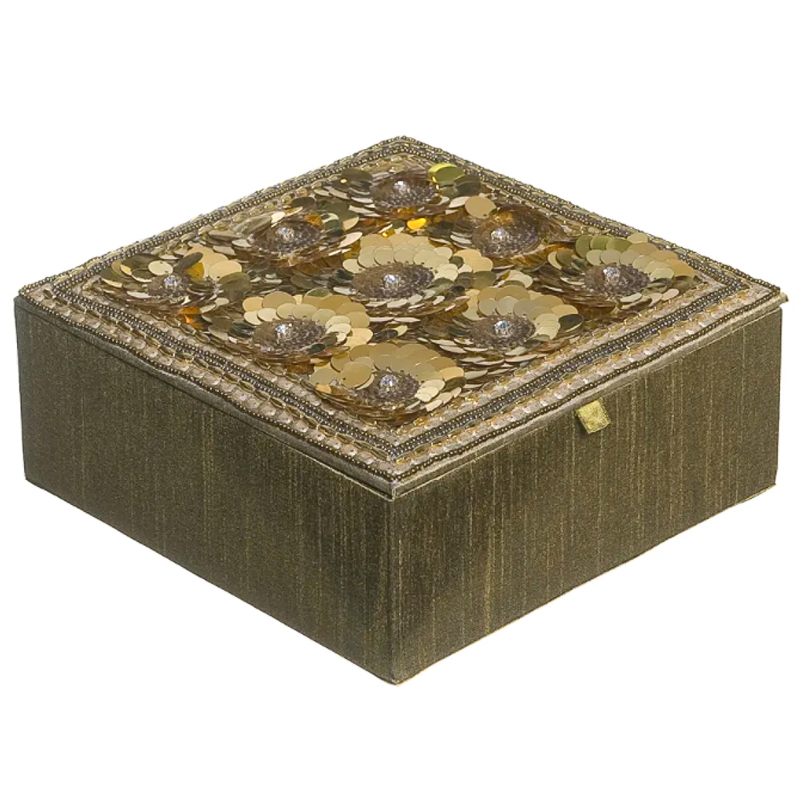 Шкатулка с вышивкой из бисера Flower Beads Embroidery Box Золотой Шкатулка с вышивкой из бисера Flower Beads Embroidery Box Золотой в Тюмени | Loft Concept