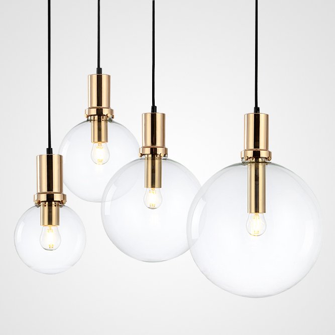 Подвесной светильник Glass Globe Gold Прозрачное Стекло Золотой Подвесной светильник Glass Globe Gold Прозрачное Стекло Золотой в Тюмени | Loft Concept