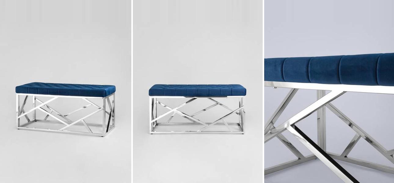 Банкетка синий велюр Geometry Serene Phoenix - фото