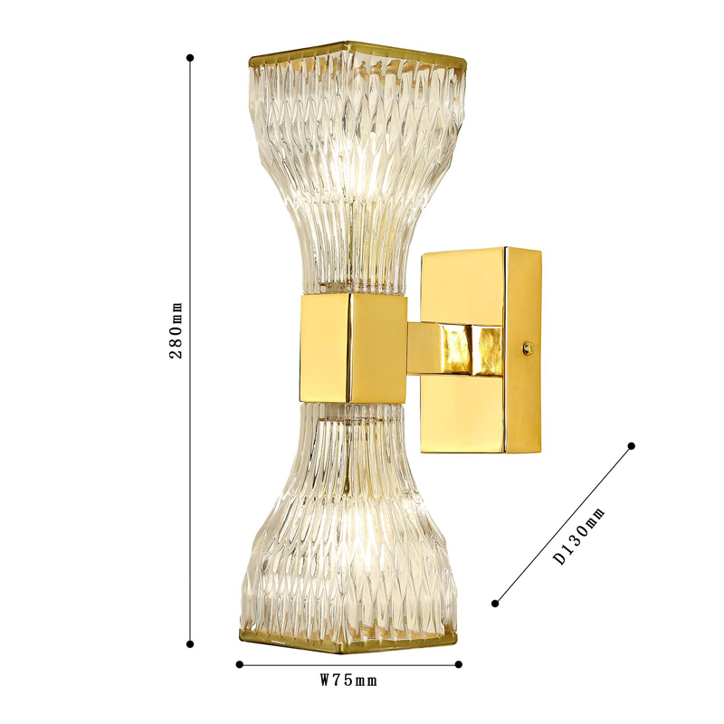 Бра с двумя плафонами из рельефного стекла GLASS HORN Gold Бра с двумя плафонами из рельефного стекла GLASS HORN Gold в Тюмени
