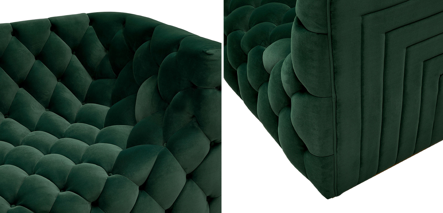 Диван велюровый Arwen Green Sofa Зелёный - фото №1