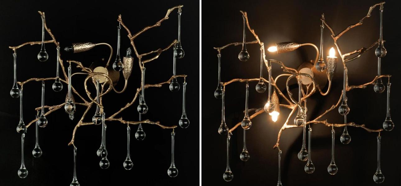 Бра Crystal Drops Gold 3 лампы - фото №3