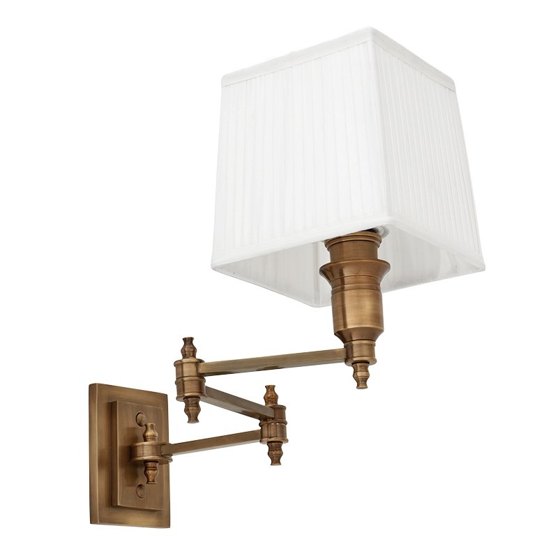 Бра Wall Lamp Lexington Swing Brass+White Латунь Античная полированная Белый Бра Wall Lamp Lexington Swing Brass+White Латунь Античная полированная Белый в Тюмени | Loft Concept