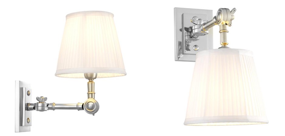 Бра Wall Lamp Wentworth Single Nickel+White Бра Wall Lamp Wentworth Single Nickel+White - Loft-Concept в Тюмени