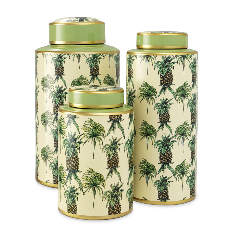 Комплект Ваз Eichholtz JAR PINEAPPLE SET OF 3 Бежевый Золотой Зеленый Комплект Ваз Eichholtz JAR PINEAPPLE SET OF 3 Бежевый Золотой Зеленый в Тюмени | Loft Concept