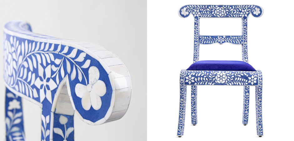 Стул инкрустация костью Bone Inlay Chairs синий Стул инкрустация костью Bone Inlay Chairs синий - Loft-Concept в Тюмени