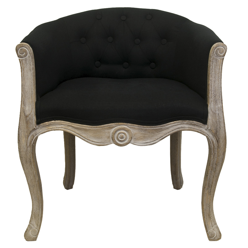 Кресло низкое в стиле прованс Louis French Armchair black flax Черный Бежево-серый Кресло низкое в стиле прованс Louis French Armchair black flax Черный Бежево-серый в Тюмени | Loft Concept
