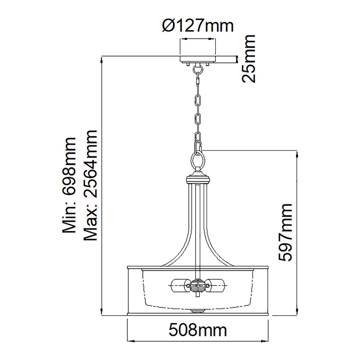 Люстра подвесная с двойным круглым плафоном из органзы и матового стекла Kichler в Тюмени