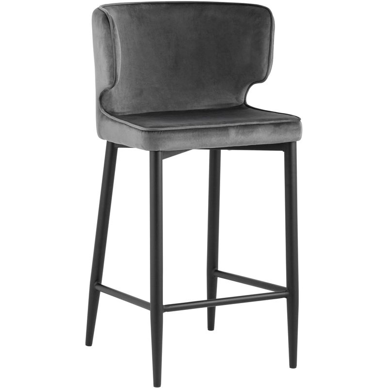 Стул Полубарный Chair посадка 65 см Серый Велюр Серый Черный Стул Полубарный Chair посадка 65 см Серый Велюр Серый Черный в Тюмени | Loft Concept