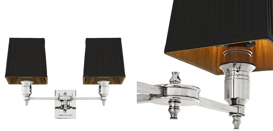Бра Wall Lamp Lexington Double Nickel+Black Бра Wall Lamp Lexington Double Nickel+Black - Loft-Concept в Тюмени