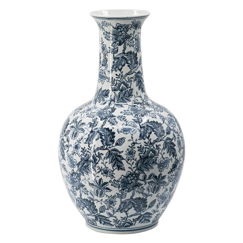 Ваза с классическим узором шинуазри синего цвета Blue & White Ornament Белый Синий Ваза с классическим узором шинуазри синего цвета Blue & White Ornament Белый Синий в Тюмени | Loft Concept