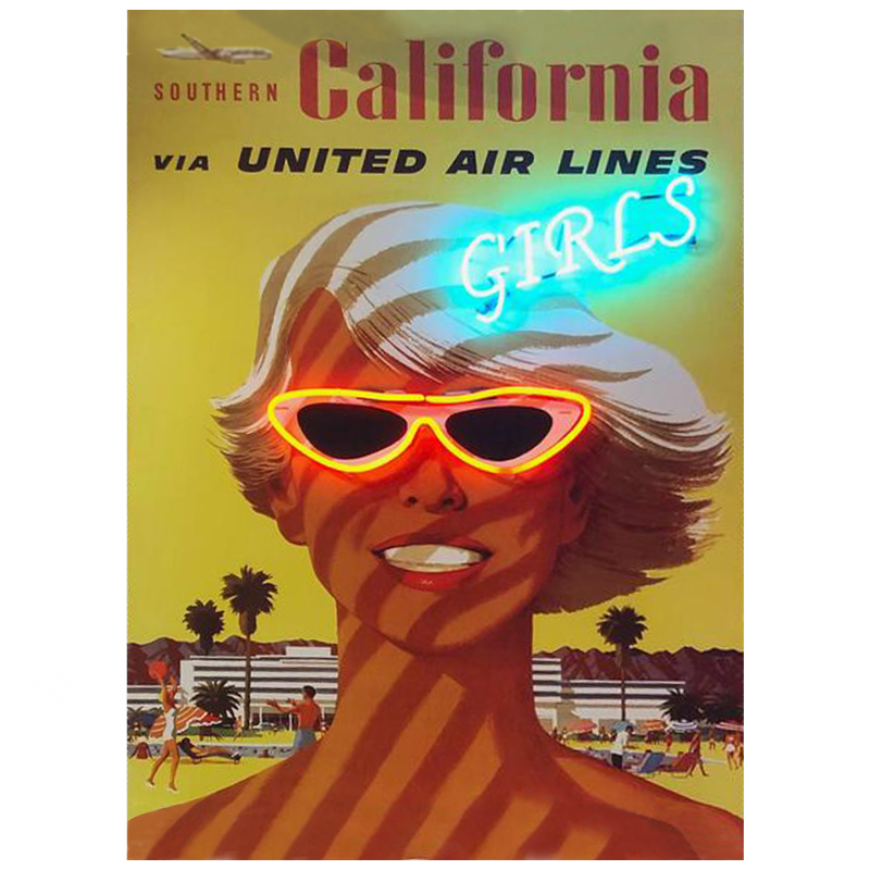 Неоновый Ретро Постер California Girls Мульти Неоновый Ретро Постер California Girls Мульти в Тюмени | Loft Concept