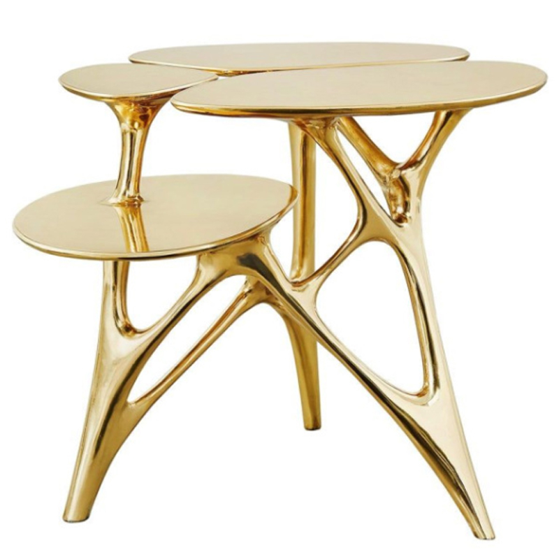 Дизайнерский приставной столик Lotus Small Side Table or End Table Brass by Zhipeng Tan Золотой Дизайнерский приставной столик Lotus Small Side Table or End Table Brass by Zhipeng Tan Золотой в Тюмени | Loft Concept