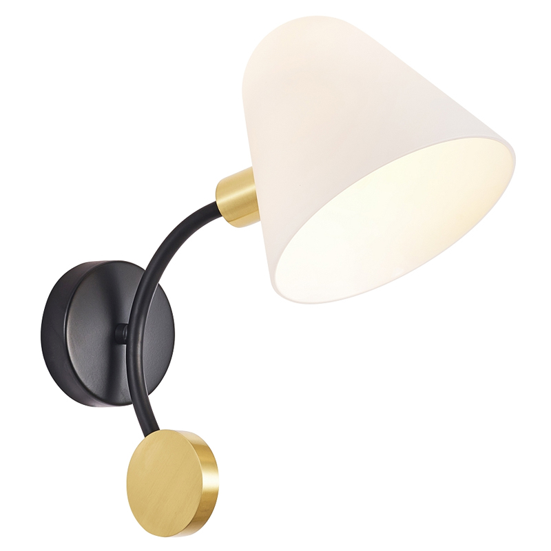 Бра с белым матовым плафоном Wind Bells Белый Золотой Черный Бра с белым матовым плафоном Wind Bells Белый Золотой Черный в Тюмени | Loft Concept