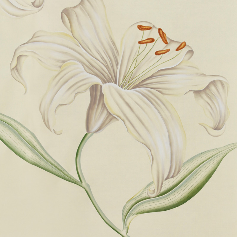 Обои ручная роспись Lilium Special Colourway on Ivory dyed silk Обои ручная роспись Lilium Special Colourway on Ivory dyed silk в Тюмени | Loft Concept