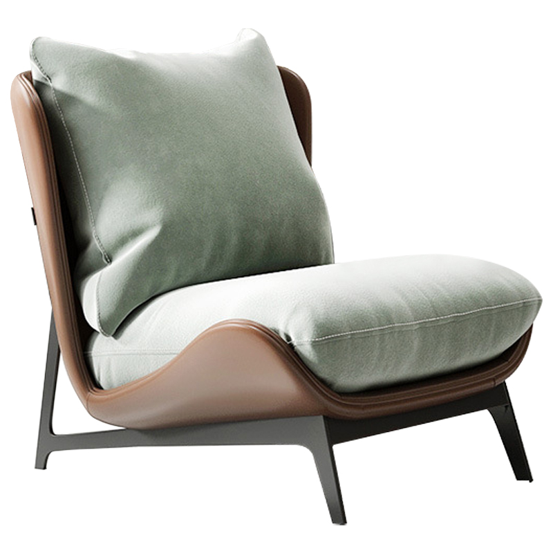 Кресло Maxwell Green Textile Leather Armchair Зеленый шалфей Коричневый Черный Кресло Maxwell Green Textile Leather Armchair Зеленый шалфей Коричневый Черный в Тюмени | Loft Concept