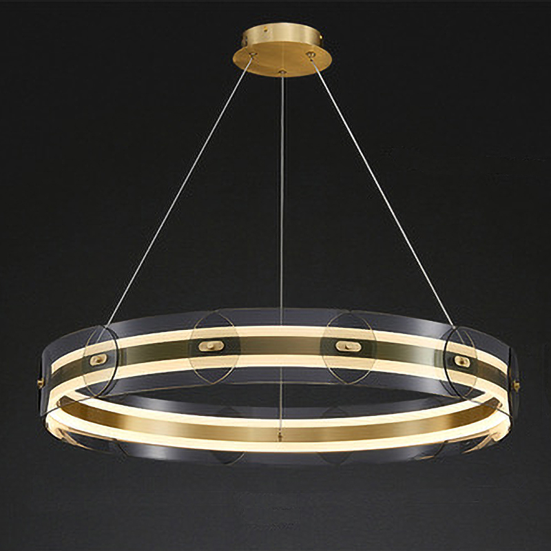 Люстра Gold ring horizontal chandelier Прозрачный Латунь Люстра Gold ring horizontal chandelier Прозрачный Латунь в Тюмени | Loft Concept
