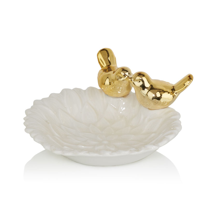 Блюдо Decorative Dish Birds Kiss Белый Глянцевое золото Блюдо Decorative Dish Birds Kiss Белый Глянцевое золото в Тюмени | Loft Concept