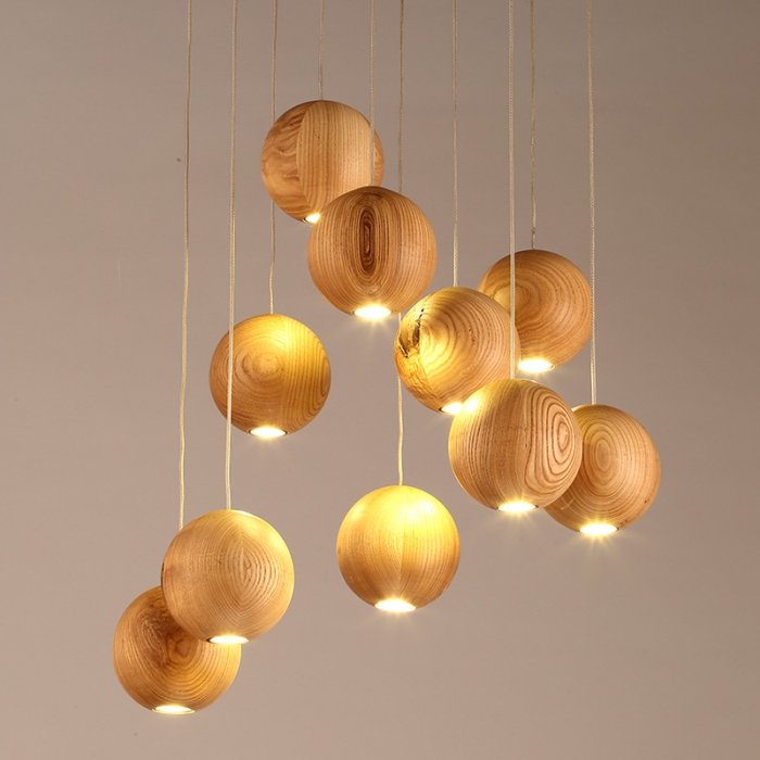 Подвесной светильник Lofter Wooden Sphere Белый дуб в Тюмени | Loft Concept 