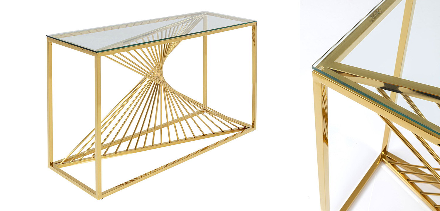 Консоль Golden Whirl with glass surface - фото