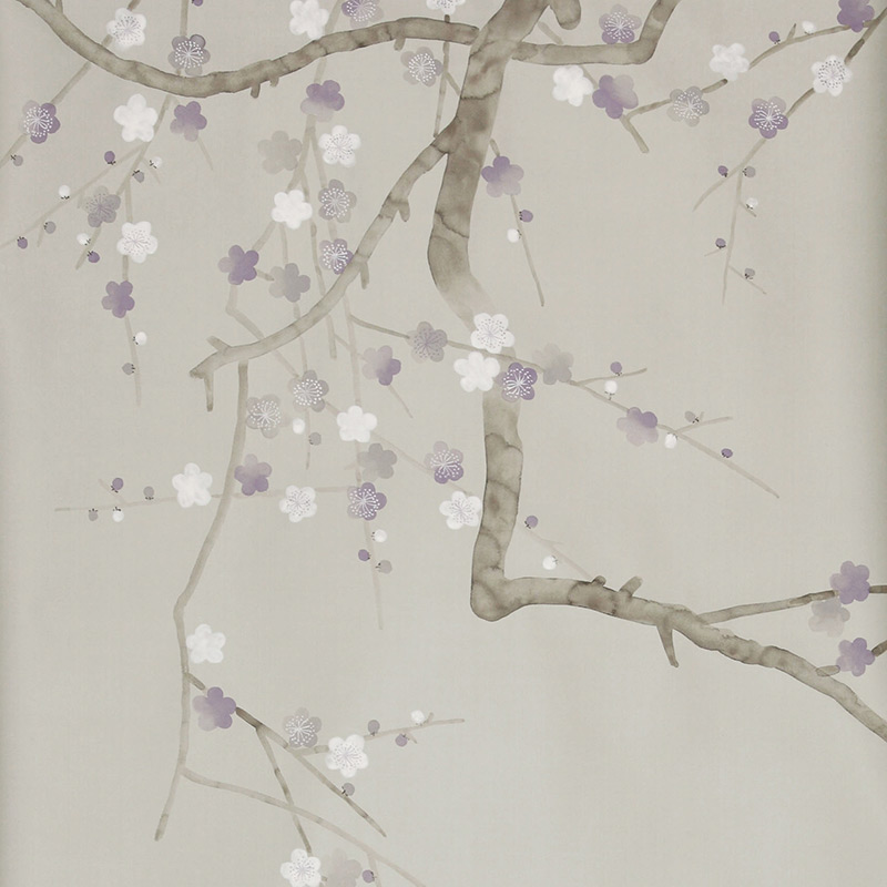 Обои ручная роспись Plum Blossom Special Colourway on Oyster Shell metallic silk Обои ручная роспись Plum Blossom Special Colourway on Oyster Shell metallic silk в Тюмени | Loft Concept