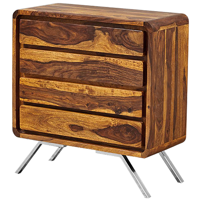 Комод деревянный на металлических ножках Liam Wood Commode Коричневый Хром Комод деревянный на металлических ножках Liam Wood Commode Коричневый Хром в Тюмени | Loft Concept