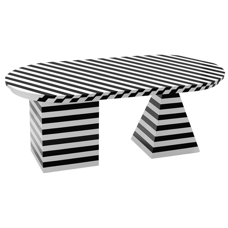 Обеденный стол Dining Table Striped Geometry Черно-белый Обеденный стол Dining Table Striped Geometry Черно-белый в Тюмени | Loft Concept