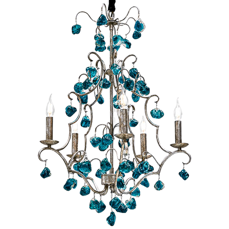 Люстра Crystal Blue Cupertino Chandelier 55 Морская синь Серебро винтаж Люстра Crystal Blue Cupertino Chandelier 55 Морская синь Серебро винтаж в Тюмени | Loft Concept