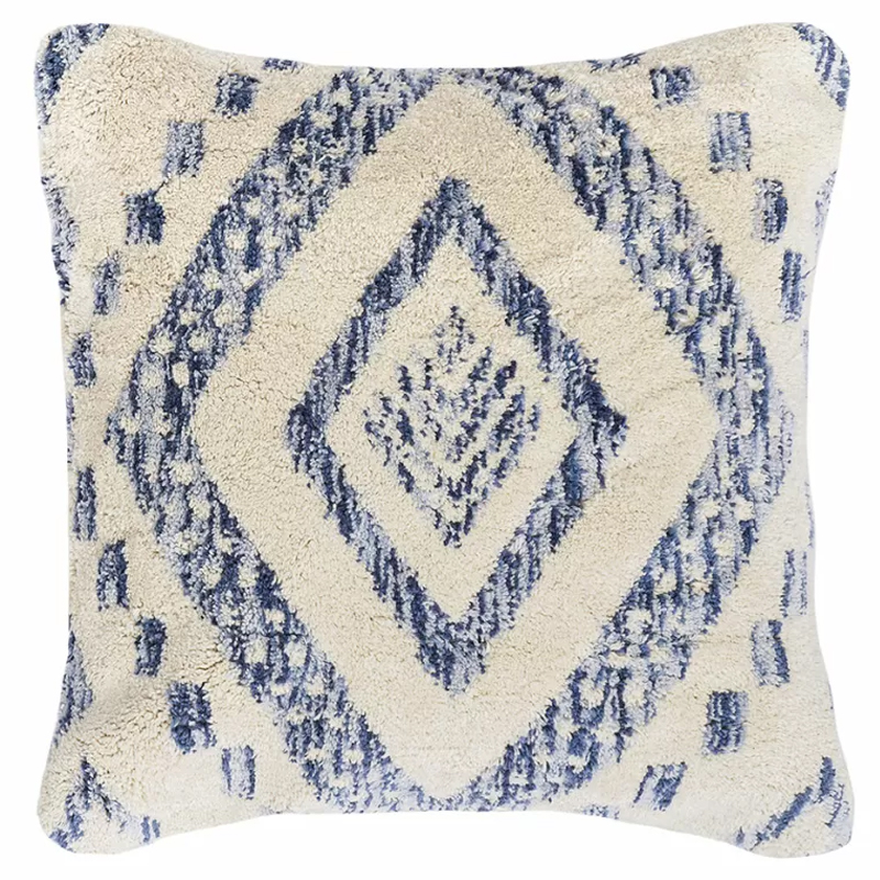 Чехол на подушку с узором в этно-стиле Blue Ikat Синий Бежевый Чехол на подушку с узором в этно-стиле Blue Ikat Синий Бежевый в Тюмени | Loft Concept