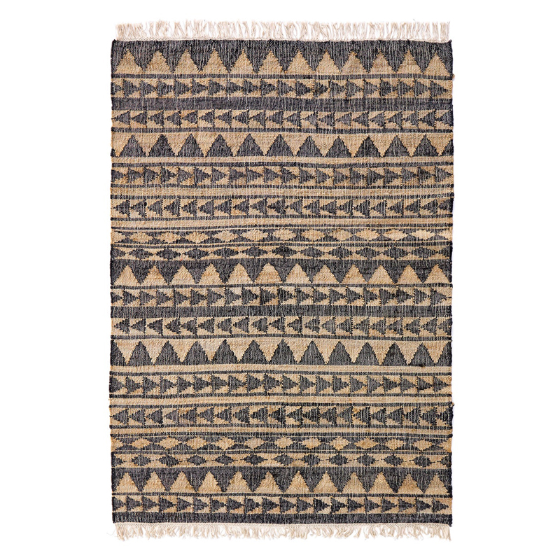 Ковер с бахромой Carpet Graphic Design Triangles Бежевый Черный Ковер с бахромой Carpet Graphic Design Triangles Бежевый Черный в Тюмени | Loft Concept