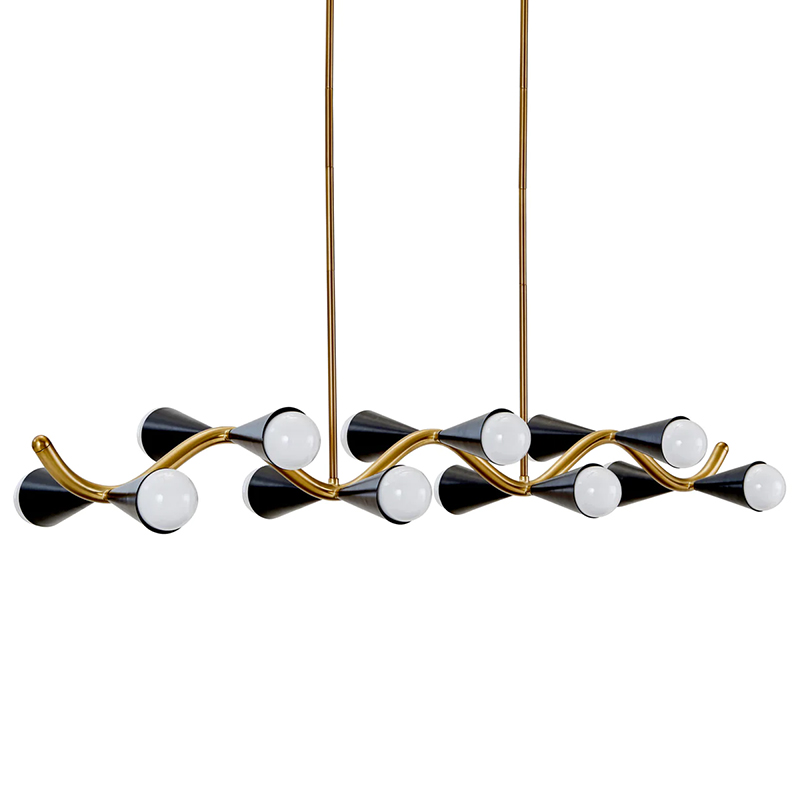 Линейная люстра Jonathan Adler CARACAS WAVE CHANDELIER Латунь Черный Линейная люстра Jonathan Adler CARACAS WAVE CHANDELIER Латунь Черный в Тюмени | Loft Concept
