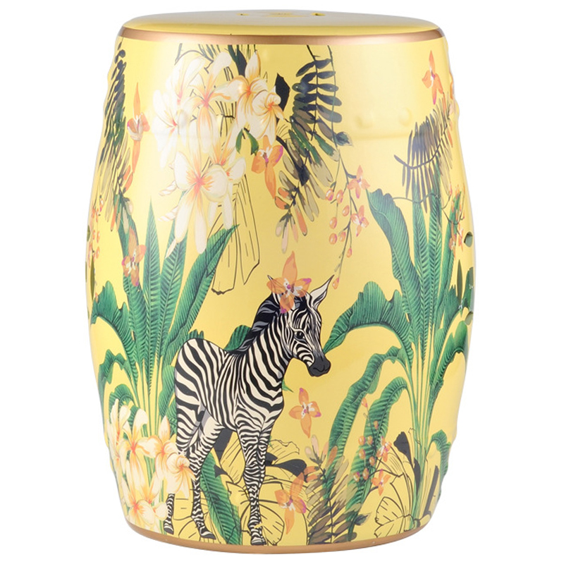 Керамический табурет Zebra Tropical Animal Ceramic Stool Yellow Желтый Черно-белый Зеленый Керамический табурет Zebra Tropical Animal Ceramic Stool Yellow Желтый Черно-белый Зеленый в Тюмени | Loft Concept