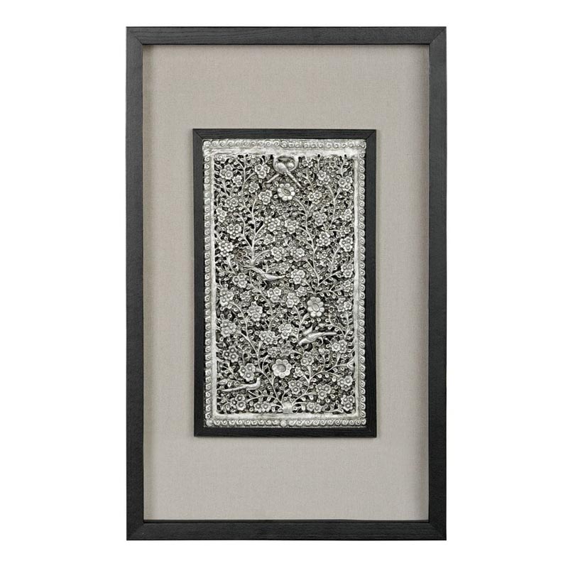 Панно Valene Silver Flowers 80 Черный Серебряный Коричневый Панно Valene Silver Flowers 80 Черный Серебряный Коричневый в Тюмени | Loft Concept