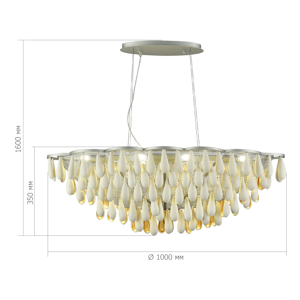 Люстра с подвесками в форме капель на серебристом каркасе Raindrop в Тюмени