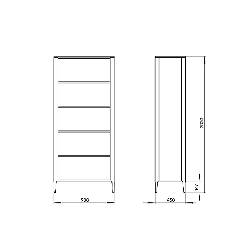 Стеллаж прямой темно-серый с открытыми полками Type  в Тюмени