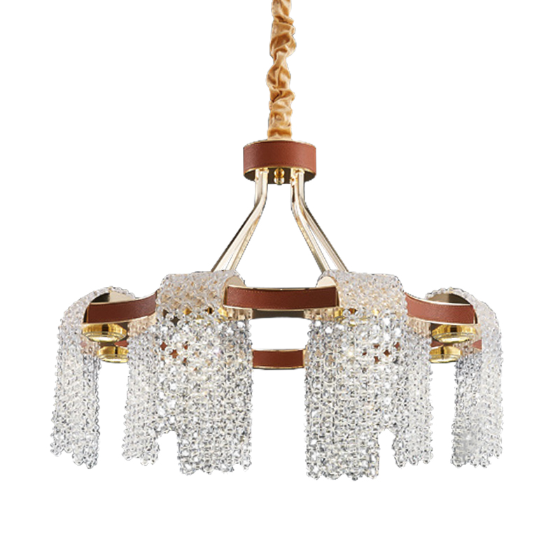 Люстра Leather Glass Chandelier 60 Золотой Коричневый Прозрачный Люстра Leather Glass Chandelier 60 Золотой Коричневый Прозрачный в Тюмени | Loft Concept