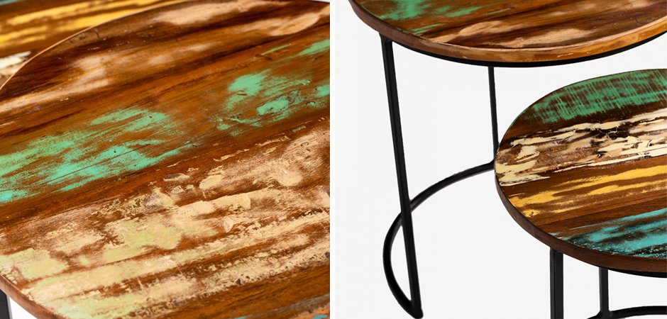 Набор приставных столиков Antique Wood Side Table - фото №1