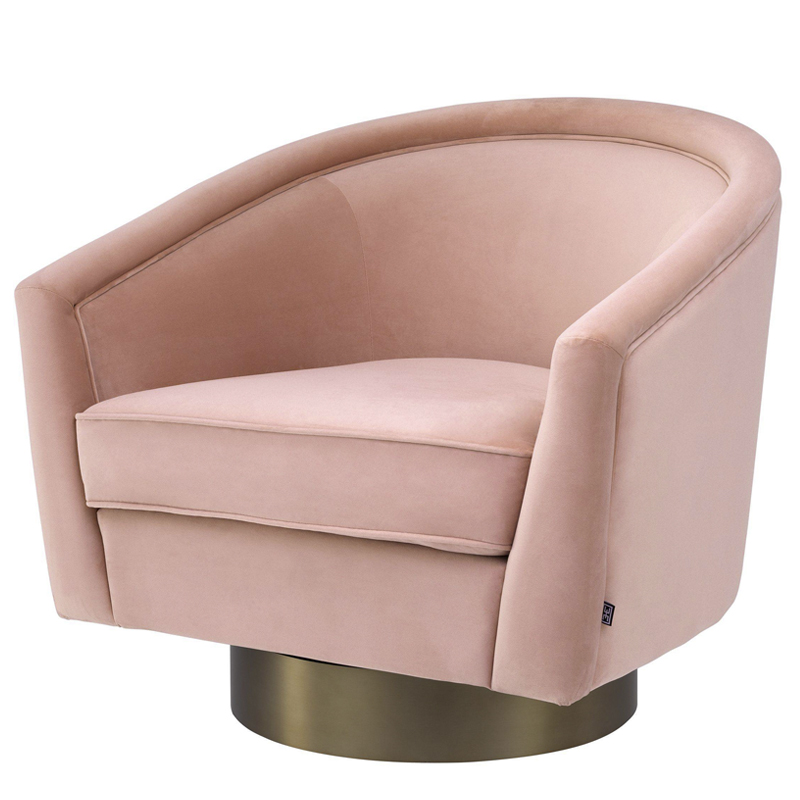 Кресло Eichholtz Swivel Chair Catene nude Розовый пастельный матовое золото в Тюмени | Loft Concept 