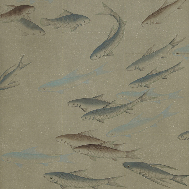Обои ручная роспись Fishes Special Colourway on Lead Grey India tea paper Обои ручная роспись Fishes Special Colourway on Lead Grey India tea paper в Тюмени | Loft Concept