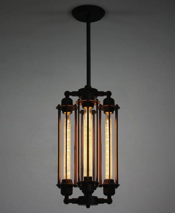 Подвесной светильник Loft Industrial Edison Cage Vertical Quatro Черный Подвесной светильник Loft Industrial Edison Cage Vertical Quatro Черный в Тюмени | Loft Concept