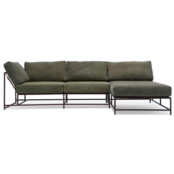 Угловой диван Olive Military Fabric Sectional sofa Оливковый Угловой диван Olive Military Fabric Sectional sofa Оливковый в Тюмени | Loft Concept