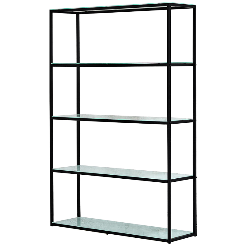 Стеллаж металлический со стеклянными полками Hebert Marble Glass Rack Черный Белый Стеллаж металлический со стеклянными полками Hebert Marble Glass Rack Черный Белый в Тюмени | Loft Concept