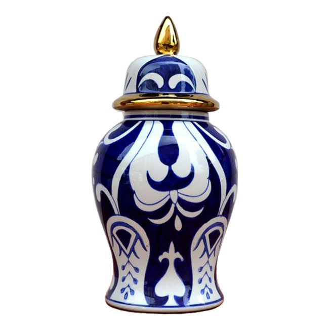 Китайская чайная ваза с крышкой Blue Pattern Белый Темно-синий Китайская чайная ваза с крышкой Blue Pattern Белый Темно-синий в Тюмени | Loft Concept