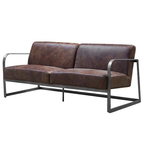 Диван INDIO METAL leather SOFA Коричневый Диван INDIO METAL leather SOFA Коричневый в Тюмени | Loft Concept