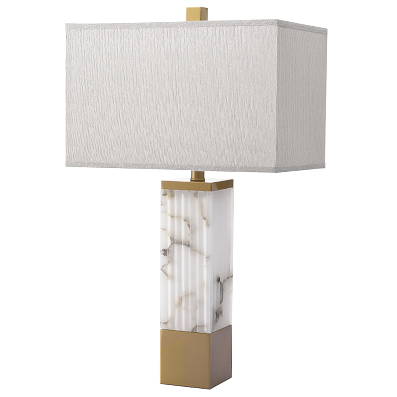Настольная лампа Blanchefleur Marble Table Lamp Белый Мрамор Bianco Серый Латунь Настольная лампа Blanchefleur Marble Table Lamp Белый Мрамор Bianco Серый Латунь в Тюмени | Loft Concept