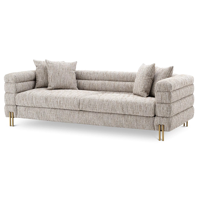 Диван Eichholtz Sofa York Бежево-серый Латунь Бежево-серый Матовая латунь Диван Eichholtz Sofa York Бежево-серый Латунь Бежево-серый Матовая латунь в Тюмени | Loft Concept