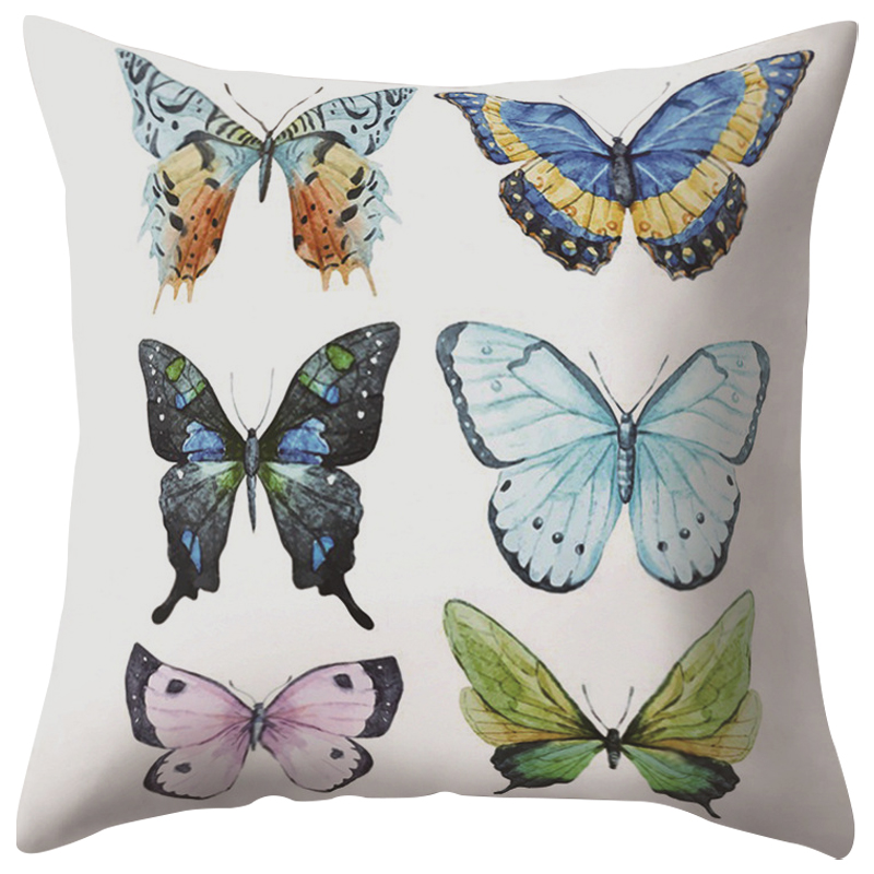 Декоративная подушка Six Butterflies Белый Мульти Декоративная подушка Six Butterflies Белый Мульти в Тюмени | Loft Concept
