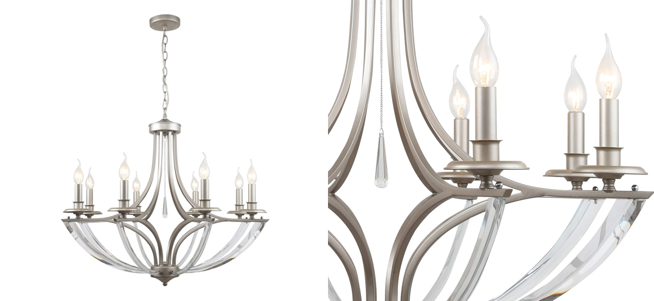 Люстра серебряного цвета Old Castle 8 Ламп - фото