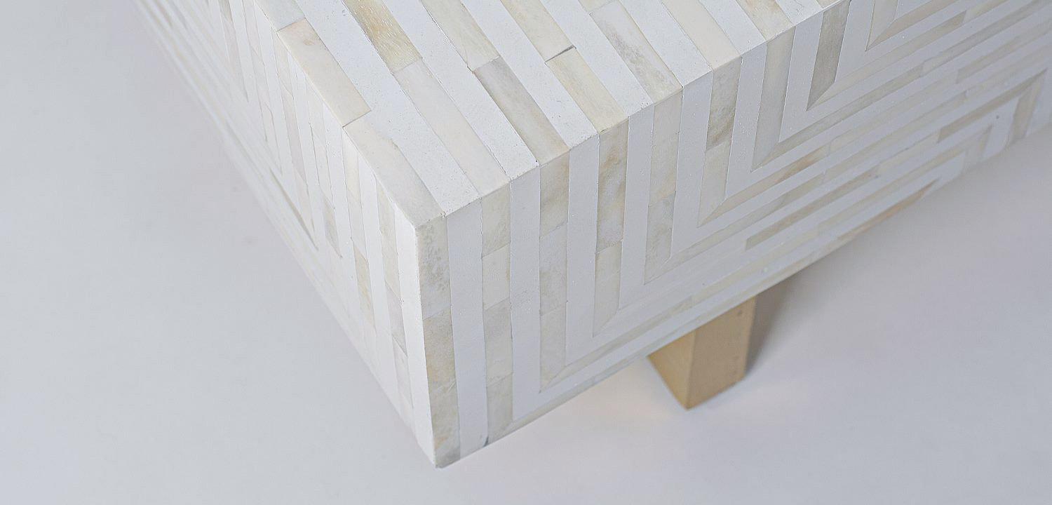 Журнальный стол Cream Indian Bone Inlay coffee table - фото №1
